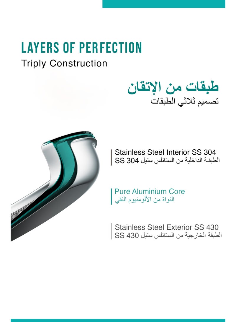 بيرجنر طقم أواني بيرغنر تراي برو 7 قطع فولاذ ثلاثي الطبقات: مقلاة كاداي عميقة 20سم (1.5لتر)، مقلاة تشويح 20سم (1.2لتر)، قدر 16سم (1.7لتر)، كسرولة 20سم (3لتر) مع 3 أغطية، متوافق مع مواقد الحث والغاز - Image 3